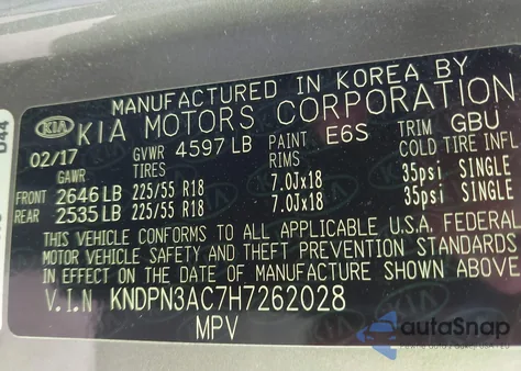 2017 Kia Sportage Ex z USA, uszkodzony, nr VIN KNDPN3AC7H7262028